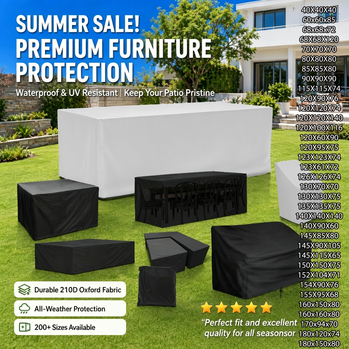 240 Rozmiarów Pokrowców na Meb – Outdoor Furniture Fabric Waterproof recenzja i cena