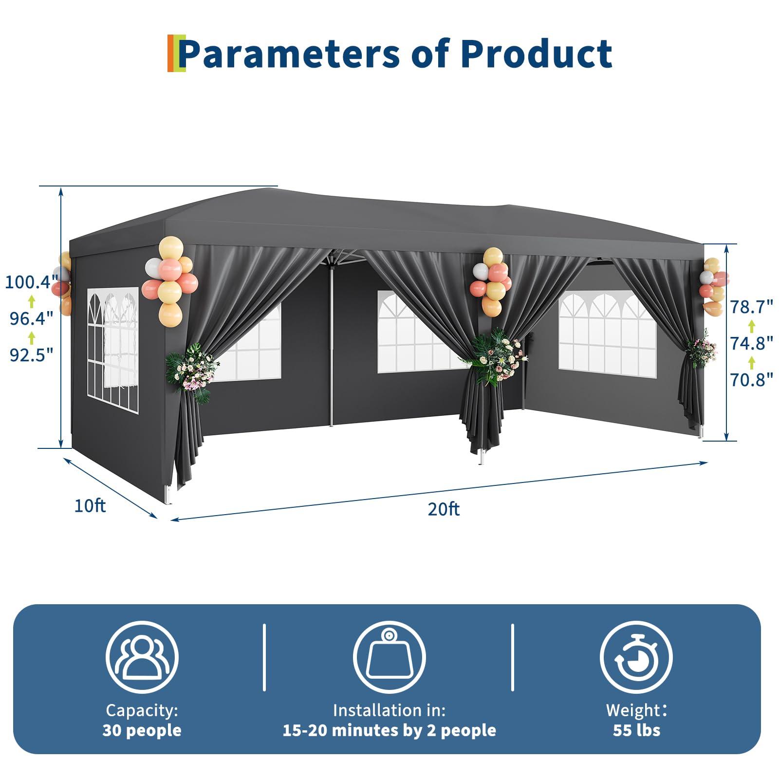 Namiot typu pop-up 10x20 z 6 o – Gazebo Pop Up recenzja i cena